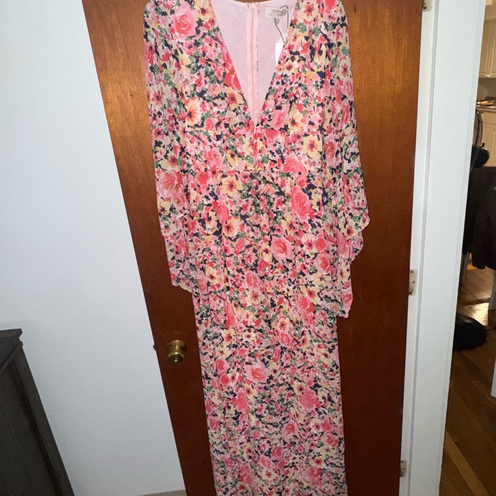 Boohoo Pink and Orange Long Sleeve jumpsuit
